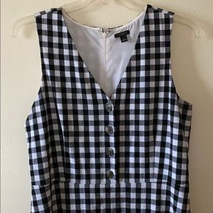 Ann Taylor Gingham Black & White Dress Sz 14